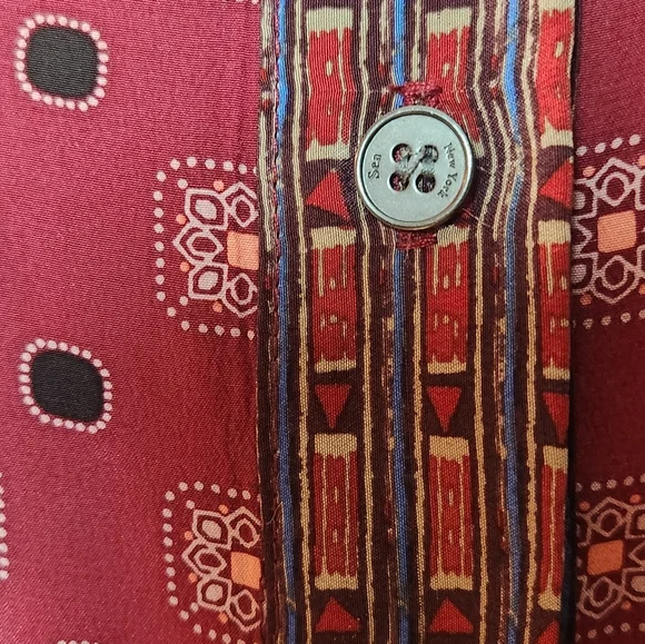 Sea New York 100% Silk Red Patterned Button Down Romper Size 6 - Picture 5 of 14